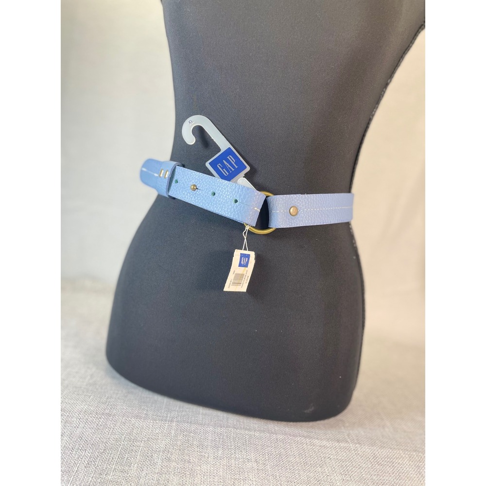 GAP Women Genuine Leather Belt Light Blue XL Made in England D Ring Buckle